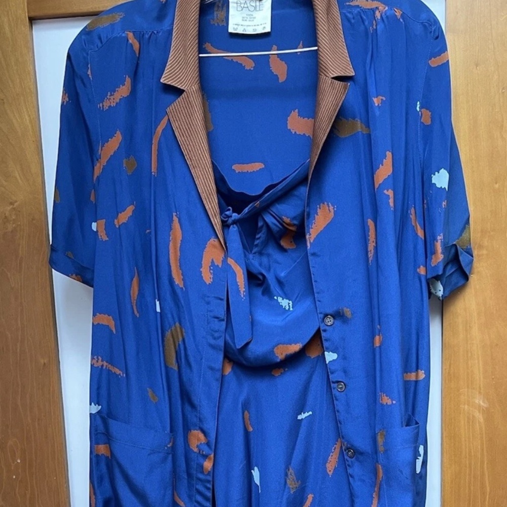 Vintage Basile Womens Multicolor Abstract Paint Like Strokes -Size-  44 -💯 Silk